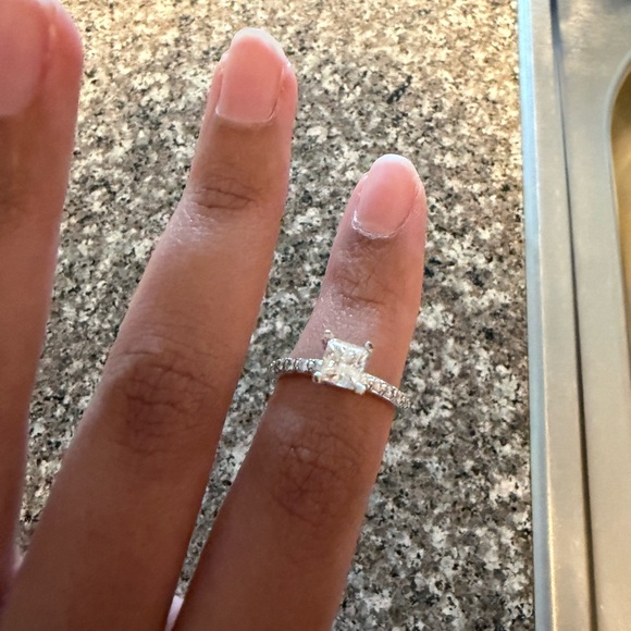 Princess Cut Natural Diamond Engagement Ring Approx 1CT 14K White Gold 6.5 - Picture 4 of 5